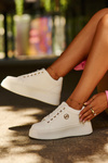 White Women's Low Platform Sneakers Telirra