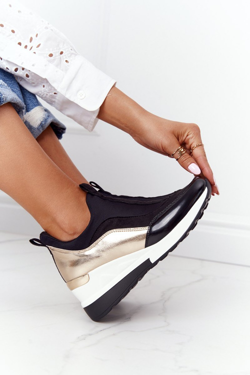 Wedge Sneakers Slip-On Black-Gold City Beat