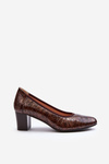 Brown Embossed Patent Leather Pumps Cynania