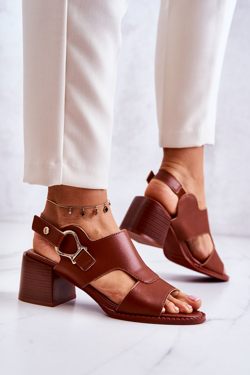 Leather High Heel Sandals La.Fi Brown Leratto