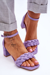 Suede High Heel Sandals With Decorative Braids Violet Azela