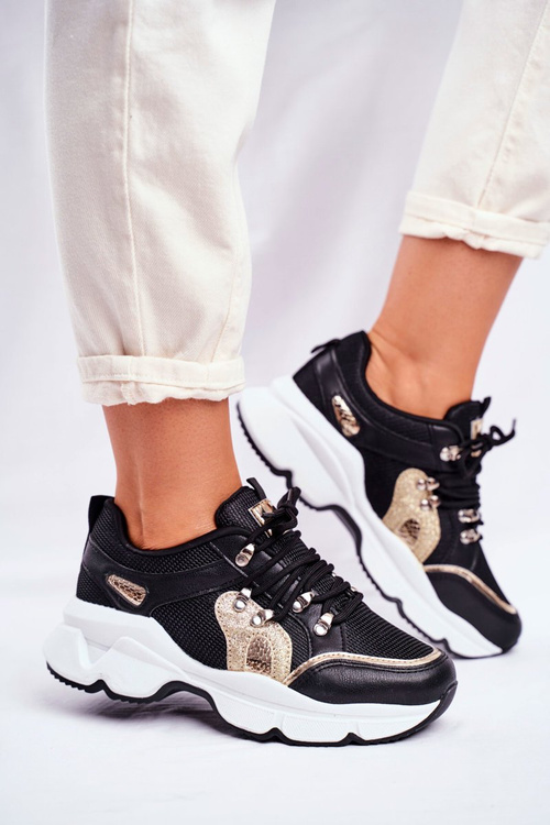 Women's Sport Shoes Black Gold Beijing