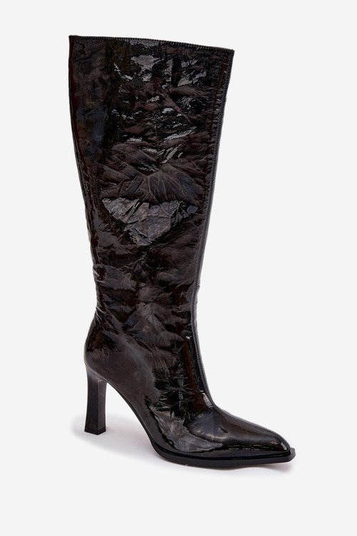 Decorated Patent Leather Women's Heels D&A MR880-055 Black