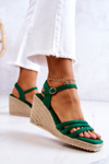 Suede Wedge Sandals Green Louisiana