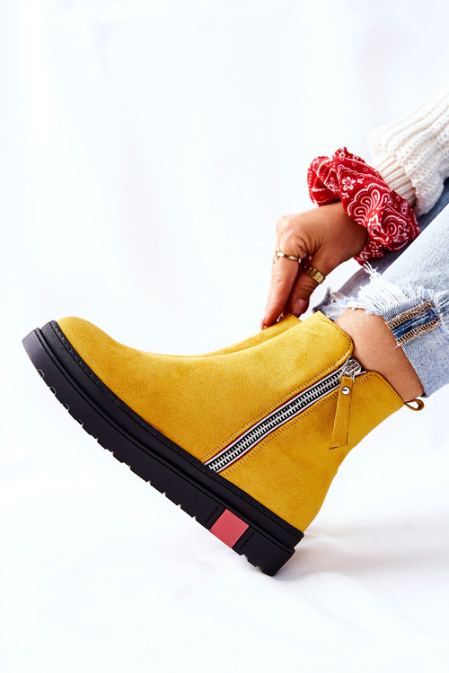 Platform Suede Lace-up Booties Yellow Nessa