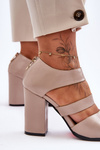 Leather Sandals On Heel S.Barski 80-4 Beige