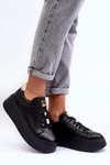 Buty Sportowe Skóra Platforma Maciejka 06191-01 Czarne