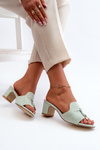 Women's Sandals In Mint Eco Suede On Heel Jemenna