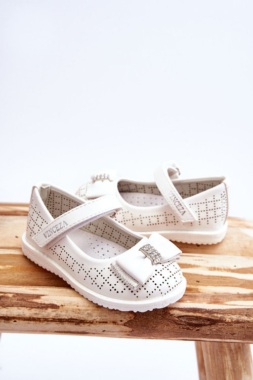 Children's Ballerinas With Velcro Bow White Halle