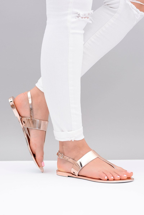 Lu Boo | Mirror Sandals Gold Pink Flip Flops II-GAT Nora