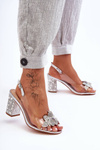 Transparent Stylish Embellished Sandals Silver SBarski MR1037-18