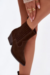 Suede Cowboy Boots for Women with Heel Lined Chocolate Dylira