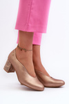Elegant Leather Pumps with Platform Maciejka 06422-25 Gold