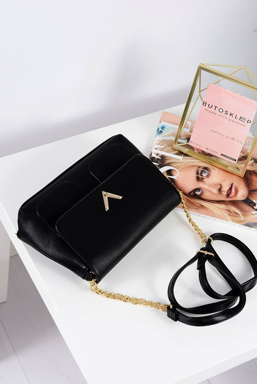 Classic Black Women's Handbag Letter Bag Gold Chain