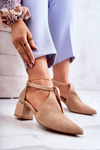 Suede Pumps On A Heel Laura Messi 2309 Light Beige
