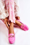 Leather Loafers With Decoration Pink Millario