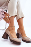 Fashionable Leather Pumps Laura Messi 2599 Beige