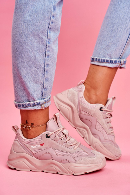 Damskie Sportowe Obuwie Sneakersy Big Star Różowe FF274960