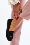 Women's Classic Black Suede Moccasins Ontala