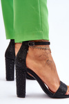 Women's High Heel Sandals With Zircons Black Idealistic