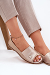 Leather Elegant Ballet Flats With Open Toes Beige Zazoo 1865