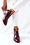 Skórzane Ocieplane Botki Na Obcasie Maciejka 04777-23 Bordo