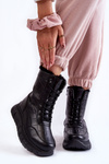 Women's Lace-up Snow Boots On The Platform Black Anubi