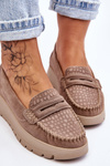 Suede Platform Loafers Dark beige Milana