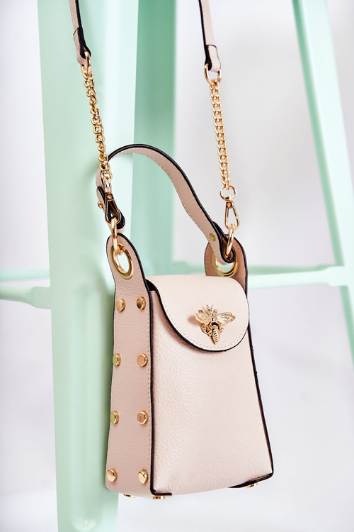 Torebka Mała Damska Ozdoba Beżowa Ellies