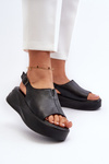Women's Leather Platform Sandals D&A SJ2301-2 Black