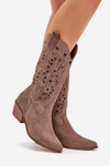 Suede Boots With Perforated Shaft Brown Zazoo 3609