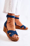 Suede Wedge Sandals Maciejka 04565-06 Navy blue