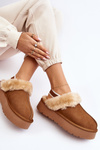 Leather Suede Slippers Women On Platform With Fur Camel Sophienne