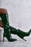 Leather Boots On A Stiletto Green Rissa