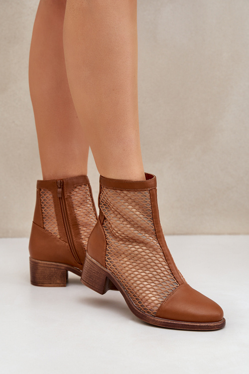 Mesh Women's Ankle Boots In Brown Lithyia