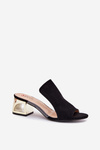Ladies Slippers On Golden Heel Black Tessira
