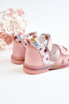 Leather Children's Sandals Pink Dotty