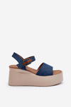 Women's Denim Wedge Sandals Blue Geferia