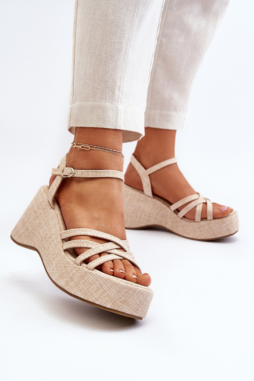 Platform Sandals and Wedges in Light Beige Color Oporia