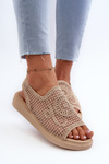 Women's Flat Sandals Adorned with Black Flowers Abidina