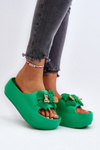 Women's Foam Flip Flops with Green Bow Salessa