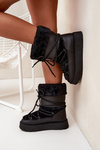 Women's Snow Boots With Fur And Lacing On Platform Black Marinna