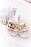 Rubber Slippers With Chain White One Moment