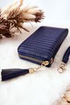 Quilted Wallet with Tassel Navy
