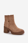 Women's Heeled Boots Insulated Eco Suede Beige Arkesia