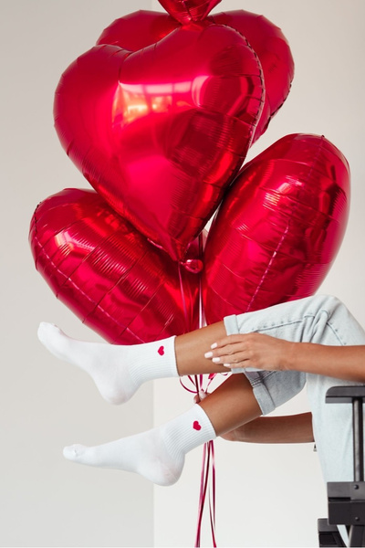 Damskie Skarpetki Bawełniane Z Małym Sercem Białe