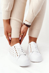 Women’s Sneakers With Quilting White-Gold Fondness