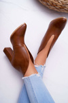 Women's Stiletto Boots Slip-on with Cutouts Brown Mantana
