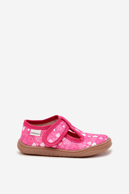 Barefoot Slippers Girls With Hearts On Velcro Milami Fuchsia Talirae
