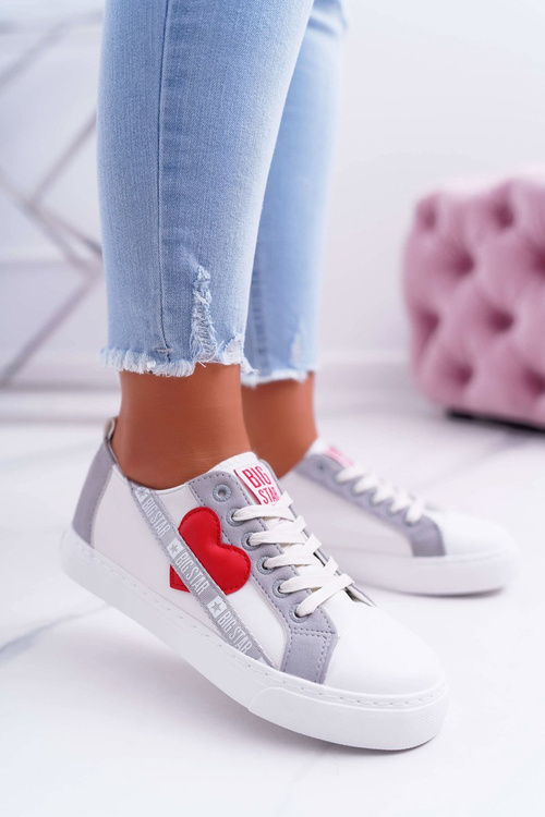 Big Star Women's Sneakers White with Heart EE274257